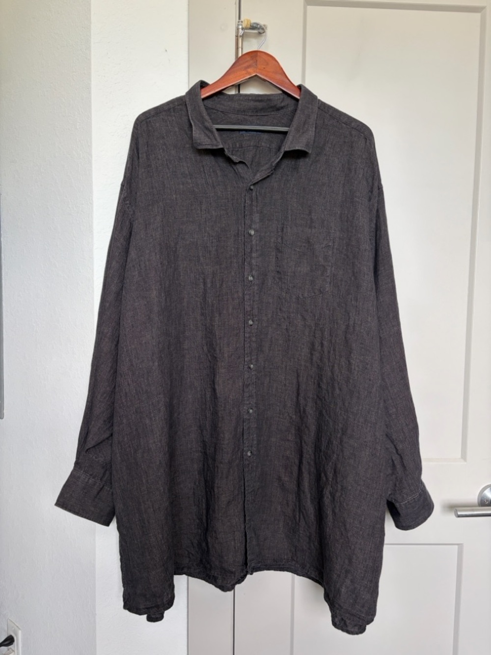 PROPER CLOTH POSITANO FADED BLACK ITALIAN LINEN BLACK BUTTON DOWN MENS 4XL TALL